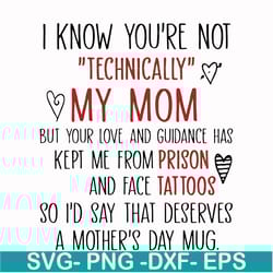 i know you're not technical my mom but your love and guidance has kept me from prison and face tattoos so i'd say that d