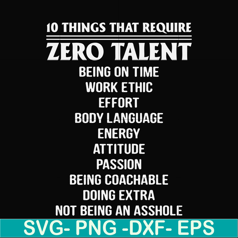 FN000624-10 things that require zero talent being on time work ethic svg, png, dxf, eps file FN000624.jpg