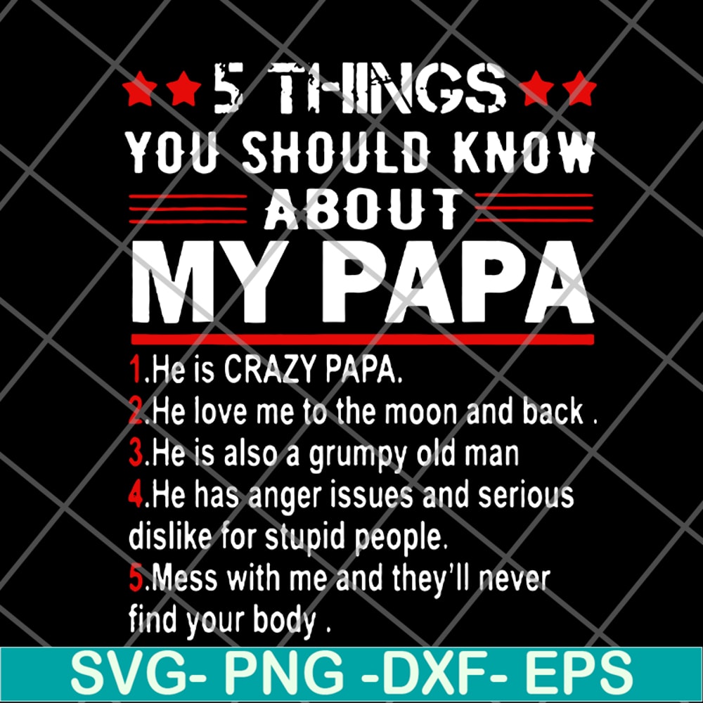 FTD09062113- Great 5 things you should know about my papa Father Day svg, png, dxf, eps digital file FTD09062113.jpg