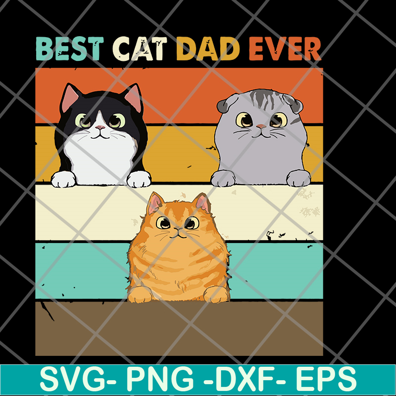 FTD10062110-Fluffy Cat Best Cat Dad Retro svg, png, dxf, eps digital file FTD10062110.jpg