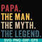 FTD129-Papa the man, the myth, the legend svg, png, dxf, eps, digital file FTD129.jpg