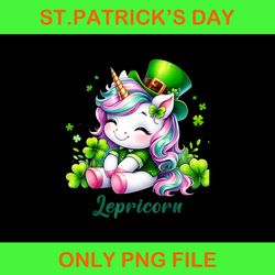 lepricorn st patrick's day png, unicorn cute saint pattys png, lepricorn png