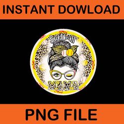 softball mama leopard messy bun png, baseball mom png