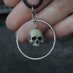 Skull earrings, human skull jewelry, dark pendant, gothic earrings, witchy things.