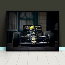ayrton senna lotus racing car legend goat poster