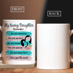 family white mug, gifts for daughter from mom - mom to daughter, family silhouette, i love you the most mug