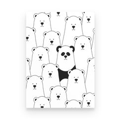 cute panda black and white poster canvas