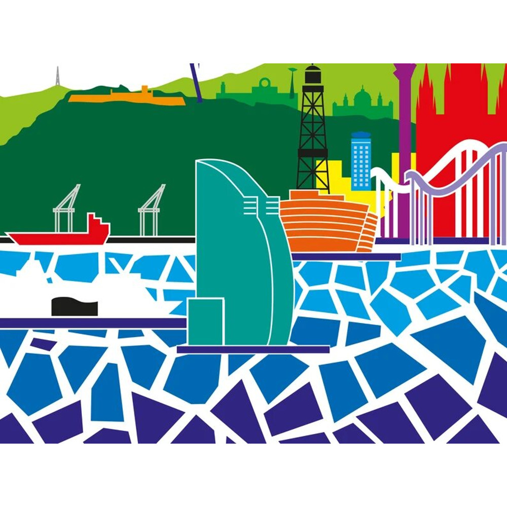 Barcelona mosaic, Gaudi mosaic, Gaudi print, Barcelona skyline, Gaudi poster, wall art Gaudi, Gaudi mosaic print, Barcelona mosaic posternn.jpg