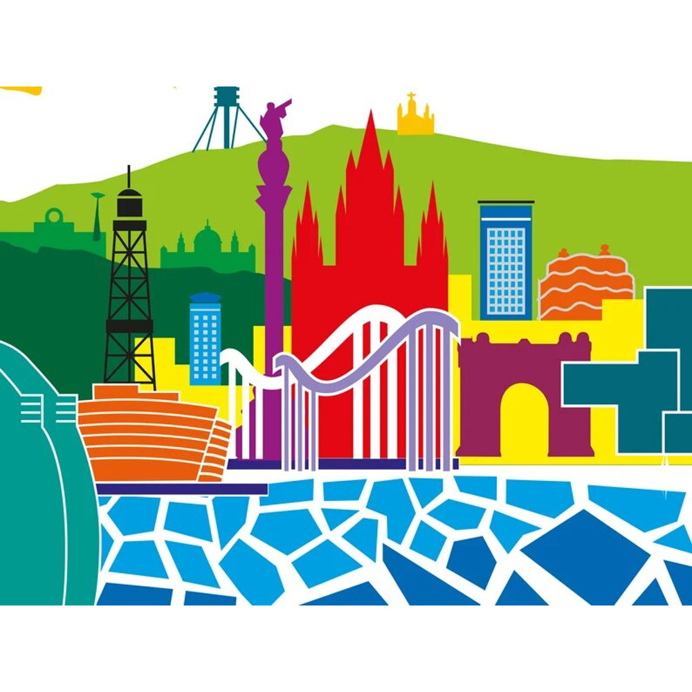 Barcelona mosaic, Gaudi mosaic, Gaudi print, Barcelona skyline, Gaudi poster, wall art Gaudi, Gaudi mosaic print, Barcelona mosaic postervd.jpg