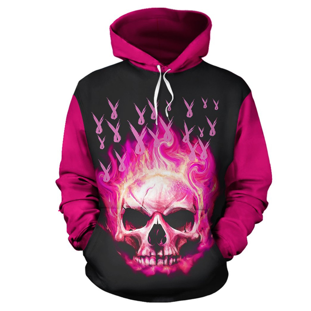Skull Breast Cancer Skull 03 Hoodie.jpeg