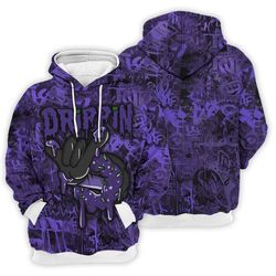 court purple 3d print hoodie
