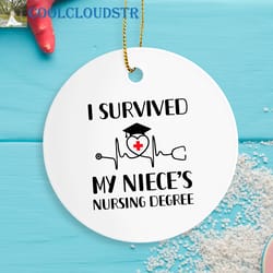 uncle aunt nurse christmas ornaments, i survived my niece's nursing degree, gift for proud uncle aunt nurse