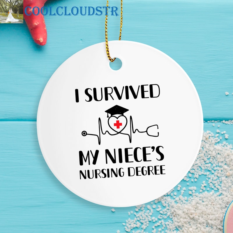 Uncle Aunt Nurse Christmas Ornaments I Survived My Nieces Nursing Degree Gift For Proud Uncle Aunt 0
