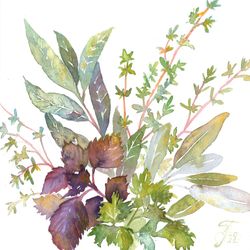 Bouquet Garni original watercolor painting botanical art