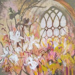 Abstract floral painting spring original art