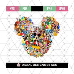 mickey mouse, mickey head multi character svg , png, pdf