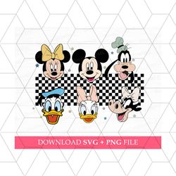 checkered mouse and friends svg, retro magical kingdom svg, family vacation svg