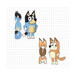 bundle dad and mum family vacation svg, cartoon movie blue dog svg, family shirt design, family trip png, vacay mode svg