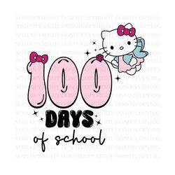 kawaii kitty 100 days of school svg, 100th day of school svg, retro 100 days teacher svg, book lovers svg, cute teacher