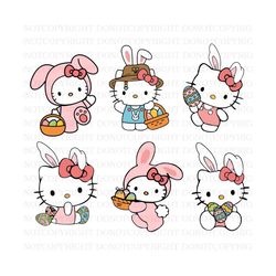 happy easter bundle svg, cute kawai kitty easter svg, bundle retro easter svg, kitty easter svg, easter bunny svg, easte