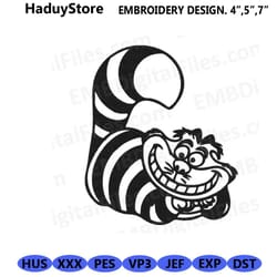 cheshire cat alice in wonderland embroidery design, disney c