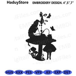 alice in wonderland with flowers embroidery design, disney c