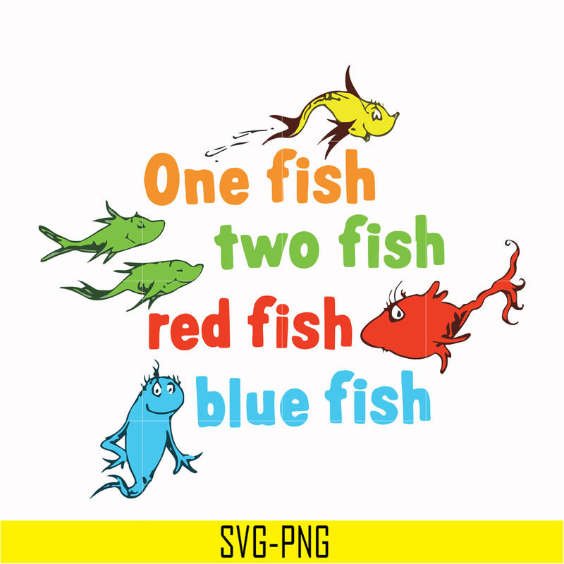 DR0002-One fish two fish red fish blue fish svg, png, dxf, eps file DR0002.jpg