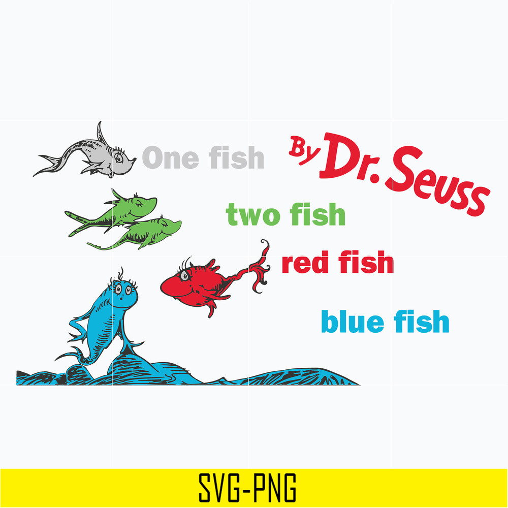 DR0302213-One fish, two fish, red fish, blue fish svg, Dr Seuss svg, png, dxf, eps file DR0302213.jpg