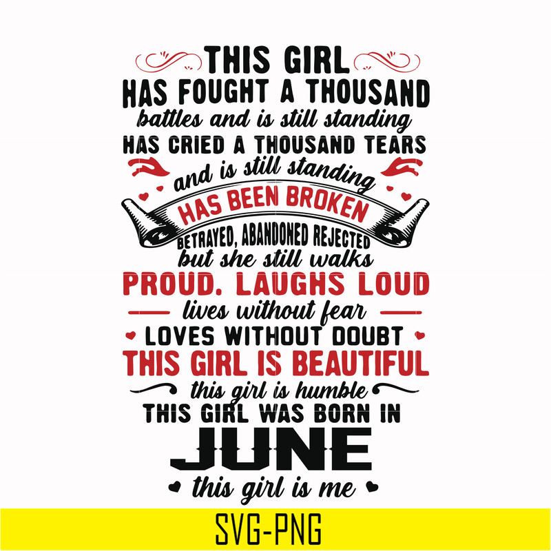 NBD0101-This girl has fought a thousand battles and is still standing svg, This girl was born in June svg, birthday svg, png, dxf, eps digital file NBD0101.jpg