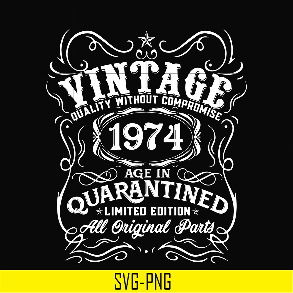 NBD0101-Vintage 1974 age in quarantined limited edition svg, limited edition svg, 1974 birthday svg, png, dxf, eps digital file NBD0101.jpg