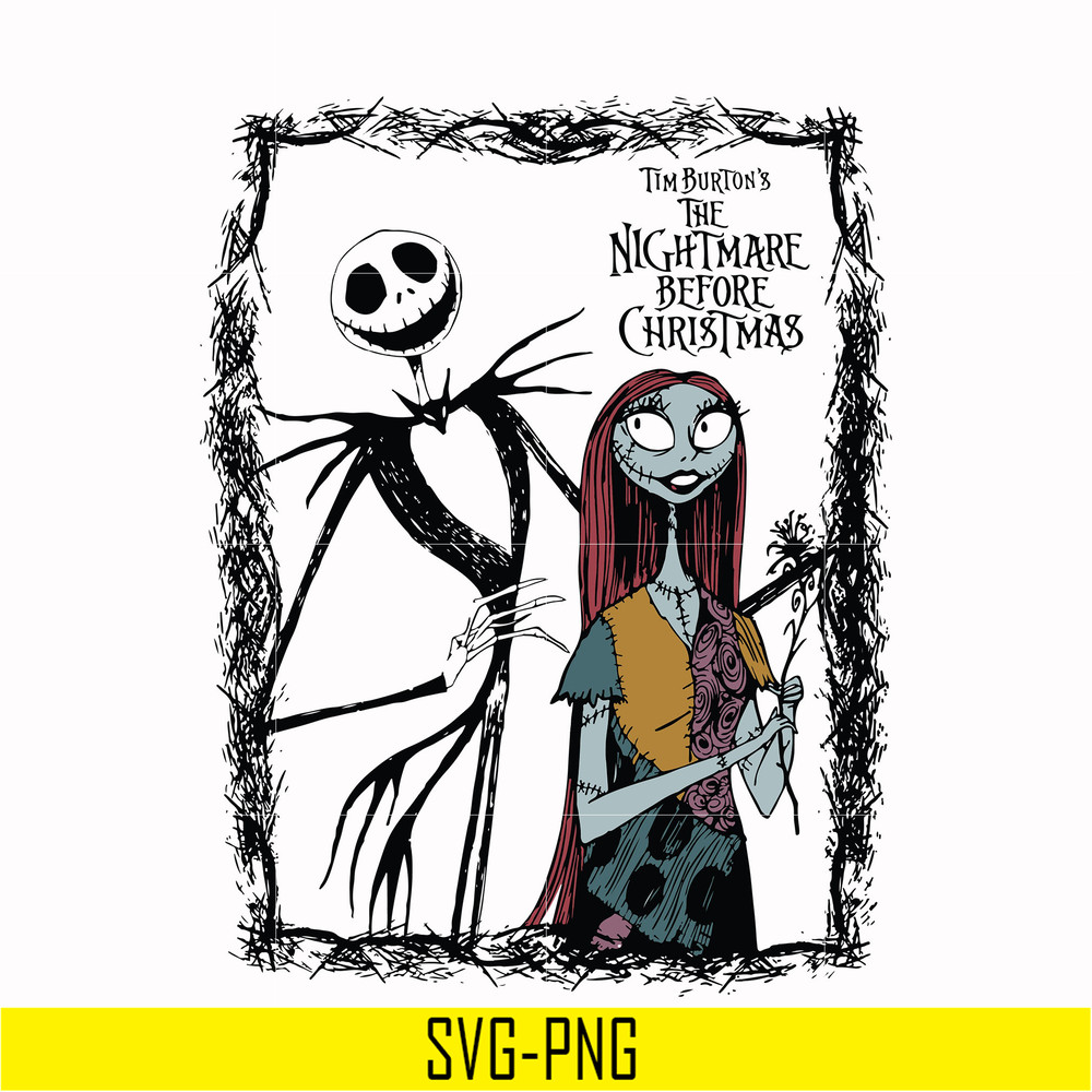 NCRM0114-Tim burton's the nightmare before christmas svg, Jack Skellington And Sally svg, png, dxf, eps digital file NCRM0114.jpg