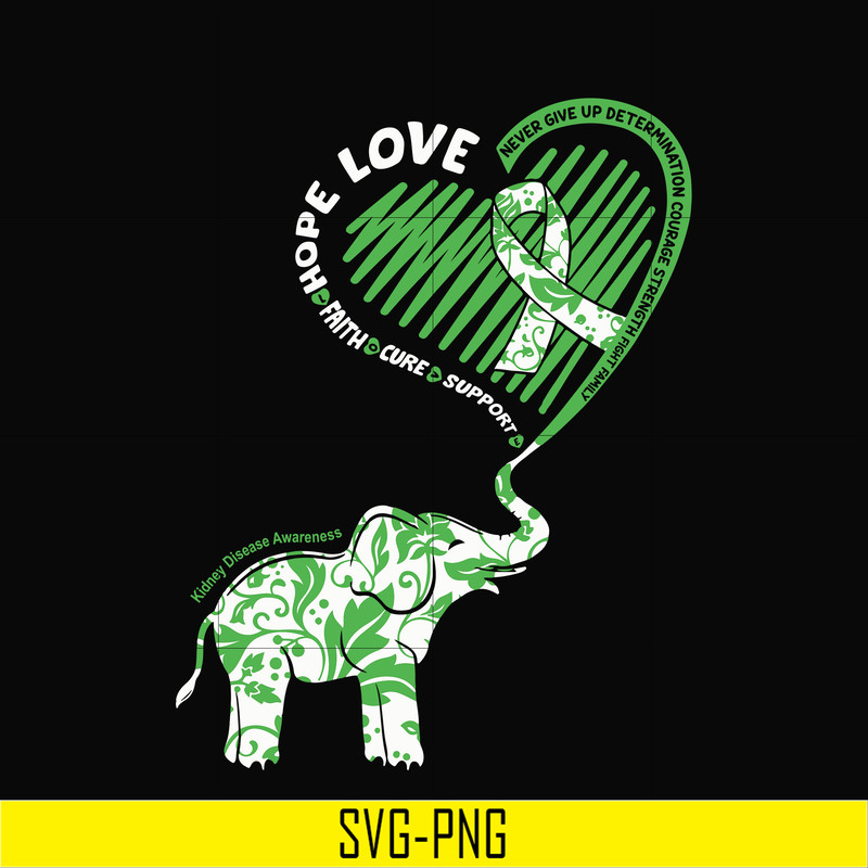 TD111-Cute Elephant With Heart Kidney Disease Awareness svg, png, dxf, eps digital file TD111.jpg