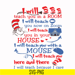 dr seuss i will teach you in a room i will teach you now on zoom svg, png, dxf, eps digital file td2707201