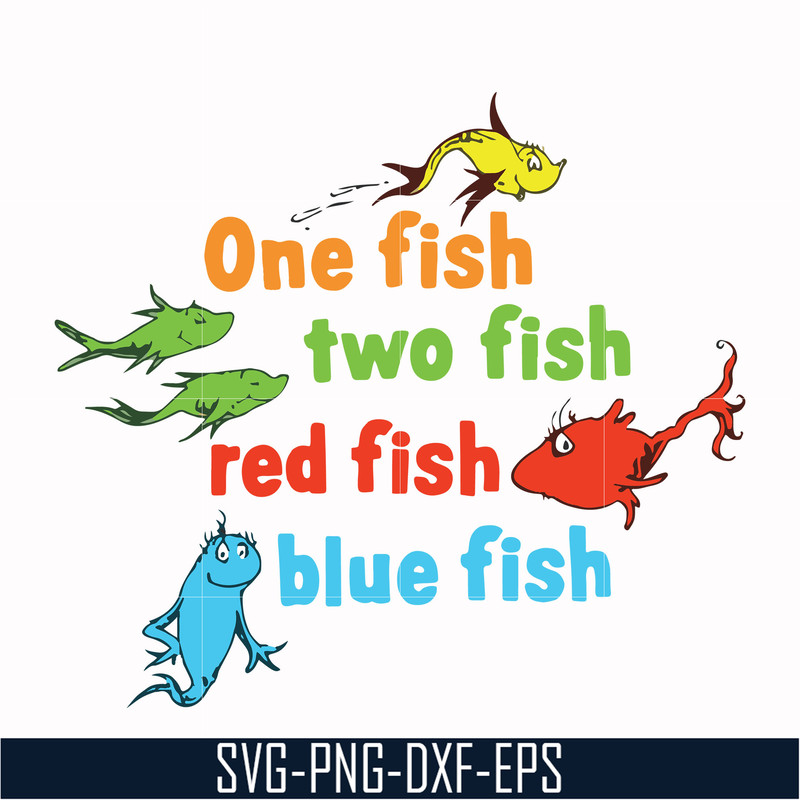 DR0002-One fish two fish red fish blue fish svg, png, dxf, eps file DR0002.jpg