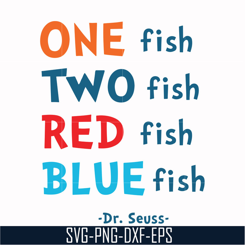 DR00089-One fish two fish red fish blue fish svg, png, dxf, eps file DR00089.jpg