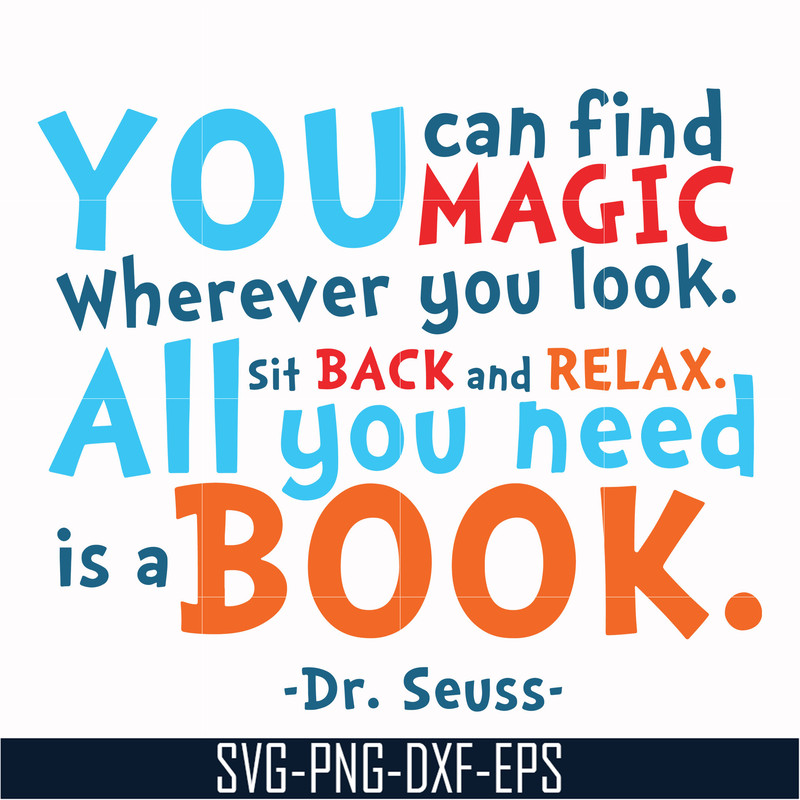 DR00097-You can find magic wherever you look all you need sit back and relax all you need is a book svg, png, dxf, eps file DR00097.jpg