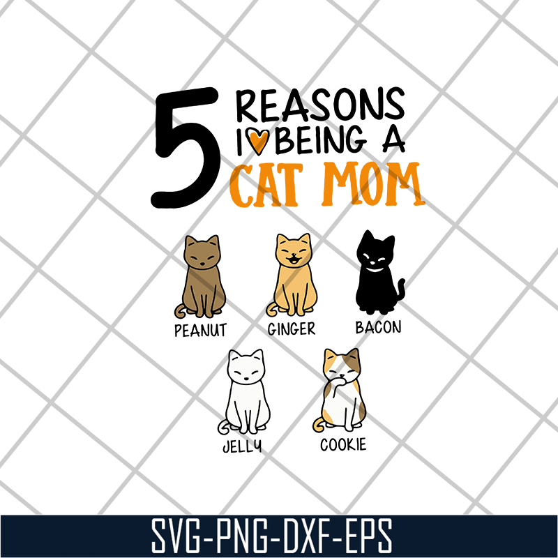 MTD08042104-5 reasons i love being a cat mom svg, Mother's day svg, eps, png, dxf digital file MTD08042104.jpg