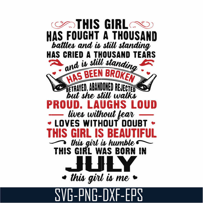 NBD0102-This girl has fought a thousand battles and is still standing svg, This girl was born in July svg, birthday svg, png, dxf, eps digital file NBD0102.jpg