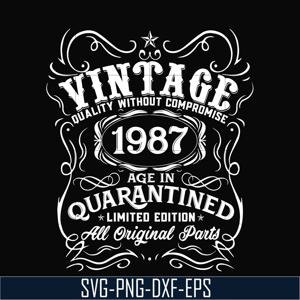 NBD0114-Vintage 1987 age in quarantined limited edition svg, limited edition svg, 1987 birthday svg, png, dxf, eps digital file NBD0114.jpg