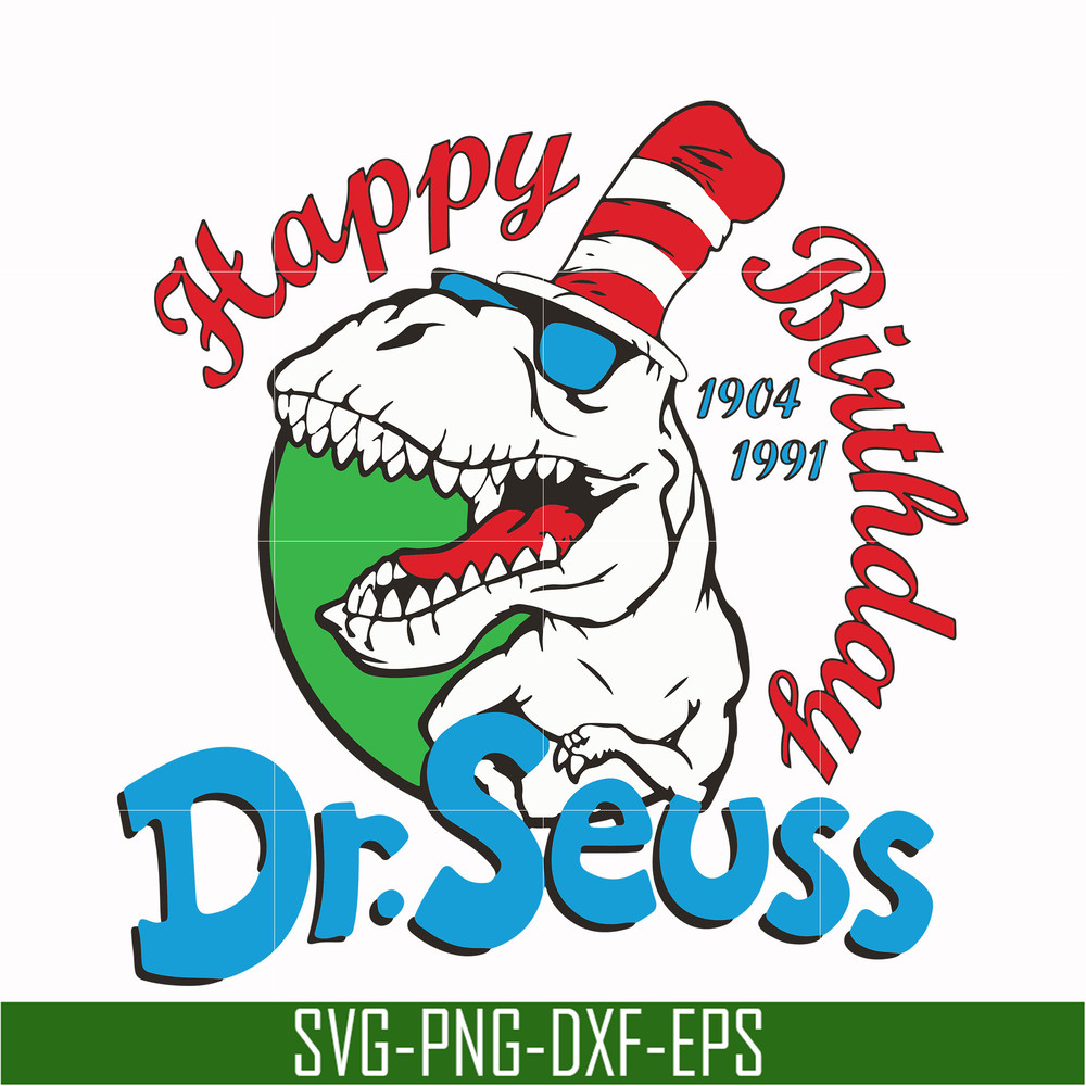 DR00016-Happy birthday Dr.Seuss svg, png, dxf, eps file DR00016.jpg