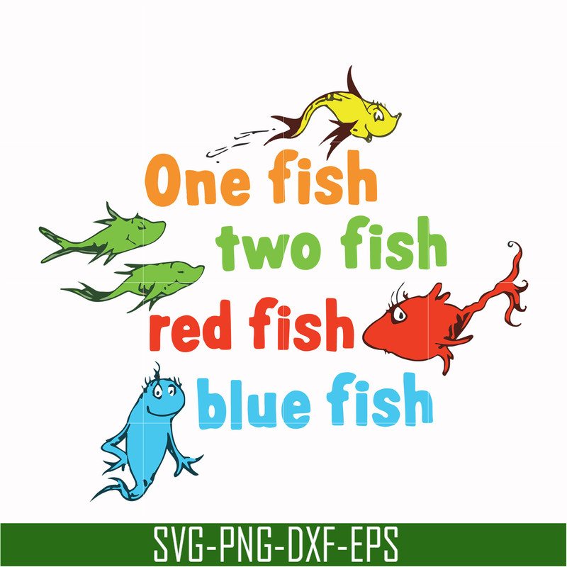 DR0002-One fish two fish red fish blue fish svg, png, dxf, eps file DR0002.jpg