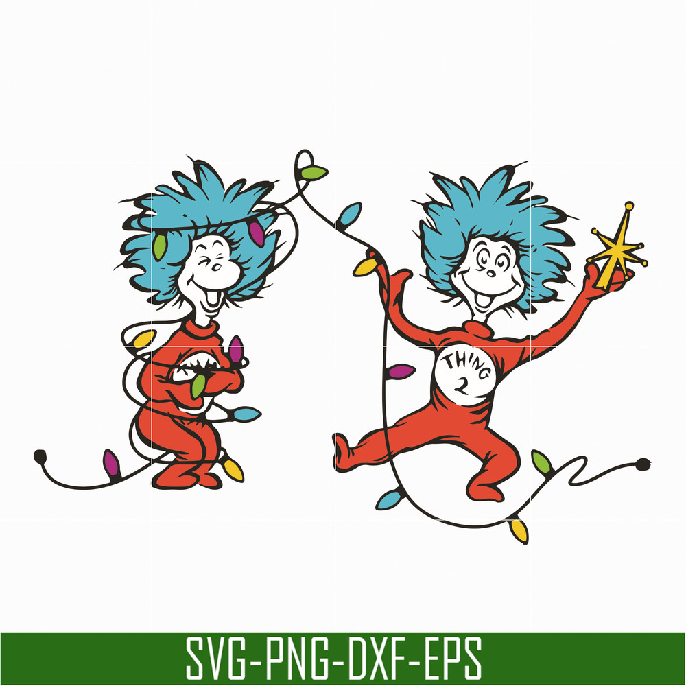 DR05012121-Dr seuss Christmas Thing Lights, Thing 1 Thing 2 svg, dr svg, png, dxf, eps file DR05012121.jpg
