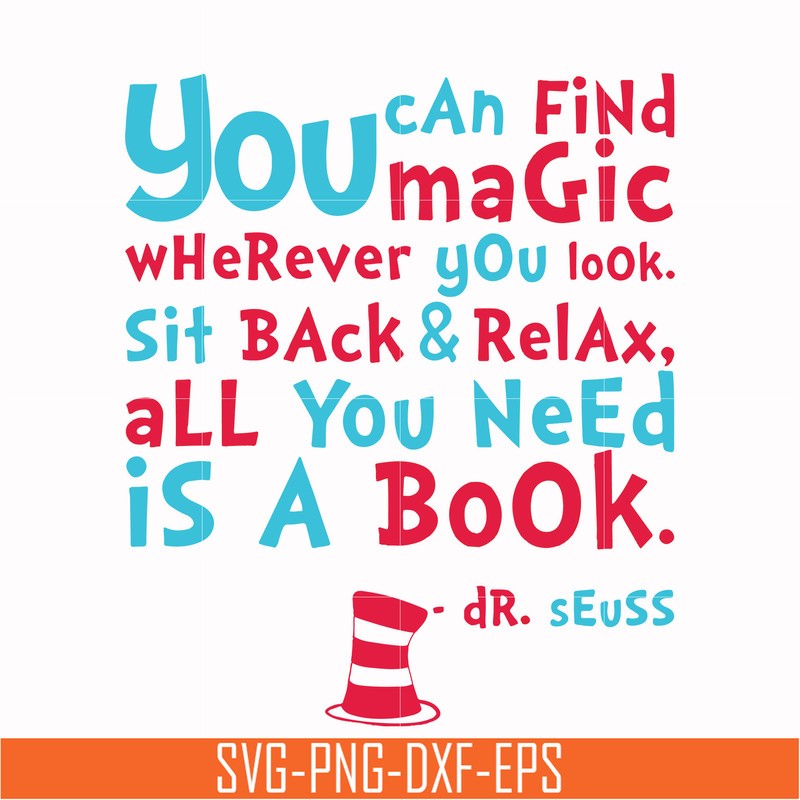 DR00019-You can find magic wherever you look sit back & relax all you need is a book svg, png, dxf, eps file DR00019.jpg