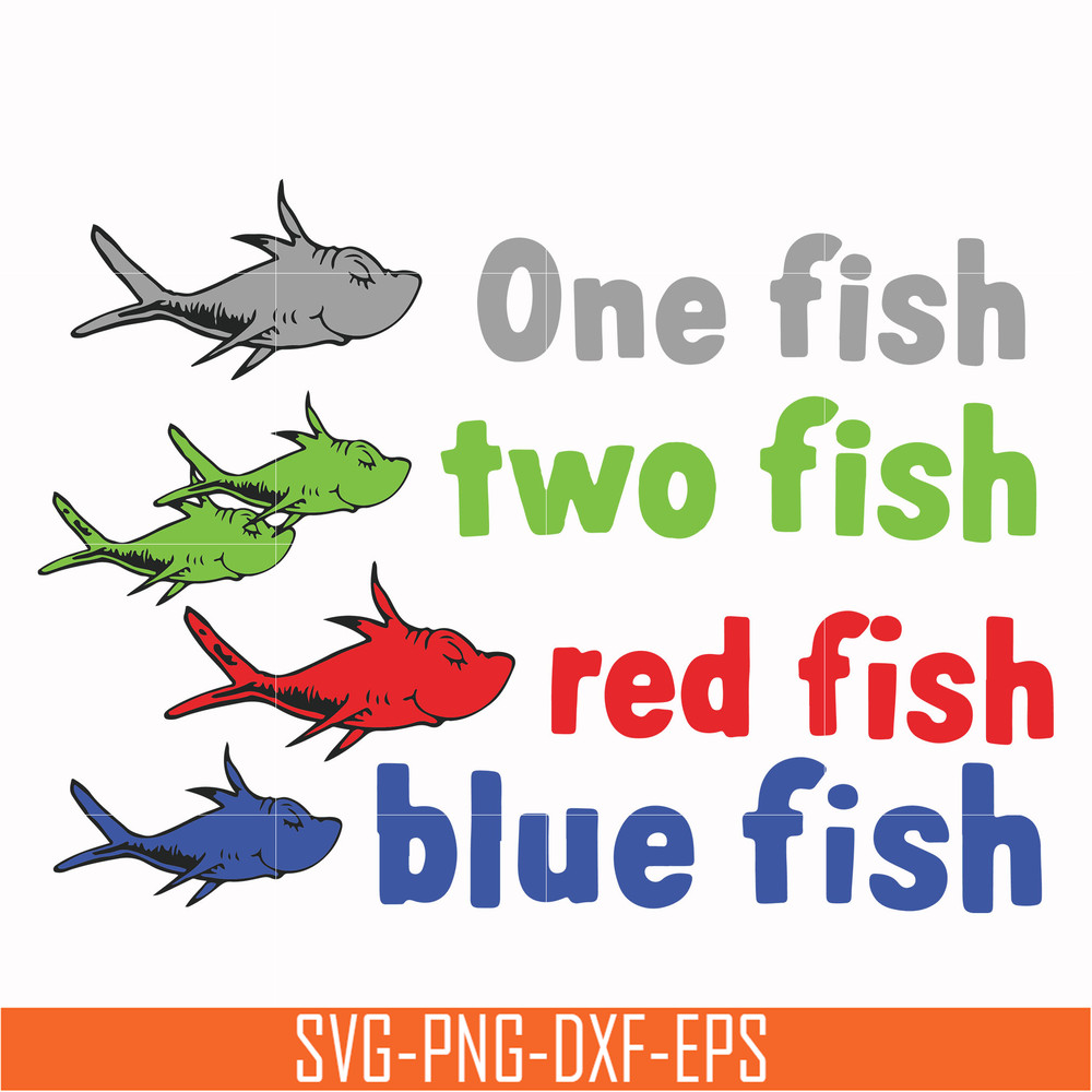 DR00078-One fish two fish red fish blue fish svg, png, dxf, eps file DR00078.jpg
