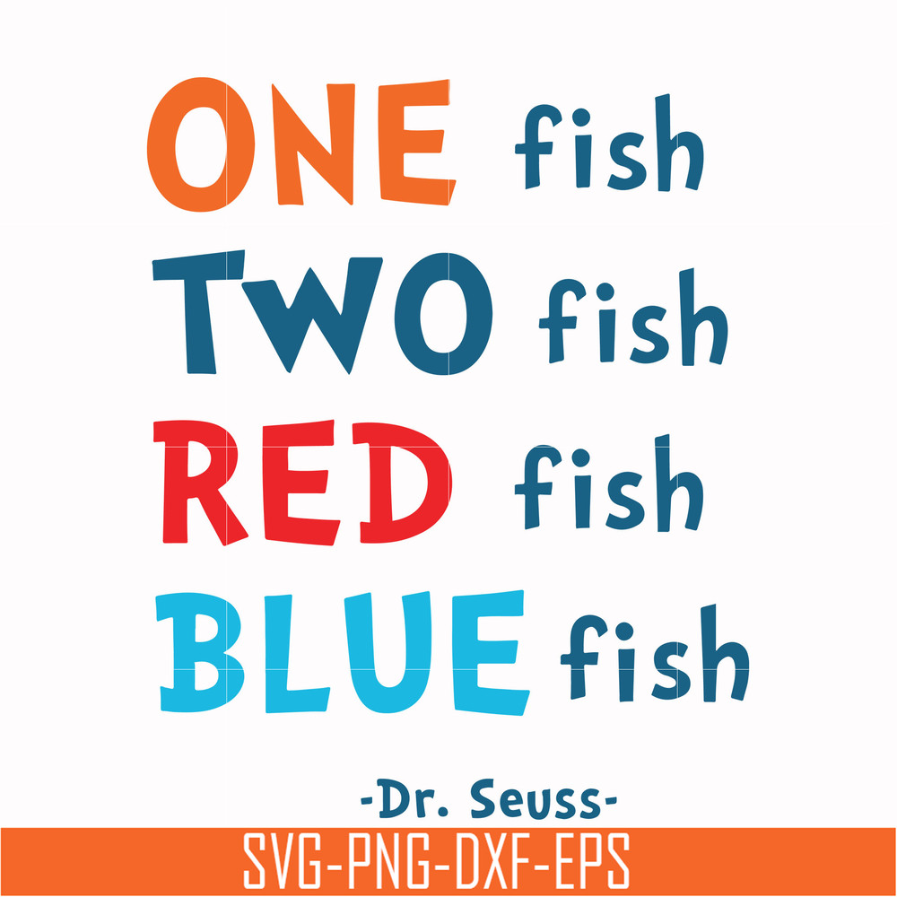 DR00089-One fish two fish red fish blue fish svg, png, dxf, eps file DR00089.jpg