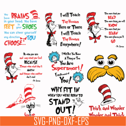 dr seuss bundle svg, dr seuss svg, lorax svg, one fish two fish dr seuss quotes svg, png, dxf, eps digital file drb07012