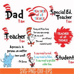 dr seuss bundle svg, teacher of all things dr seuss svg, dr seuss quotes svg, png, dxf, eps digital file drb07012112