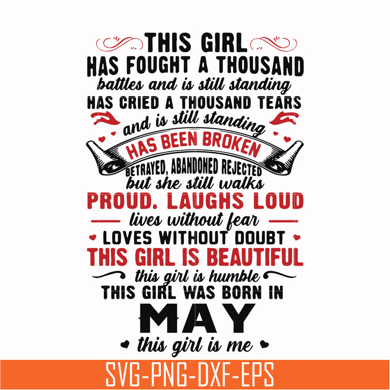 NBD0100-This girl has fought a thousand battles and is still standing svg, This girl was born in May svg, birthday svg, png, dxf, eps digital file NBD0100.jpg