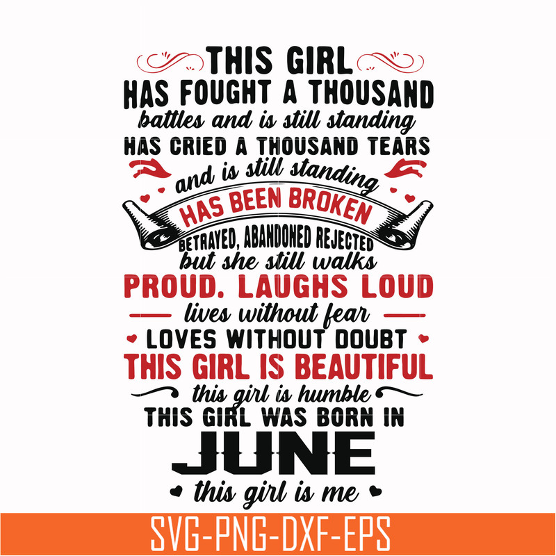 NBD0101-This girl has fought a thousand battles and is still standing svg, This girl was born in June svg, birthday svg, png, dxf, eps digital file NBD0101.jpg