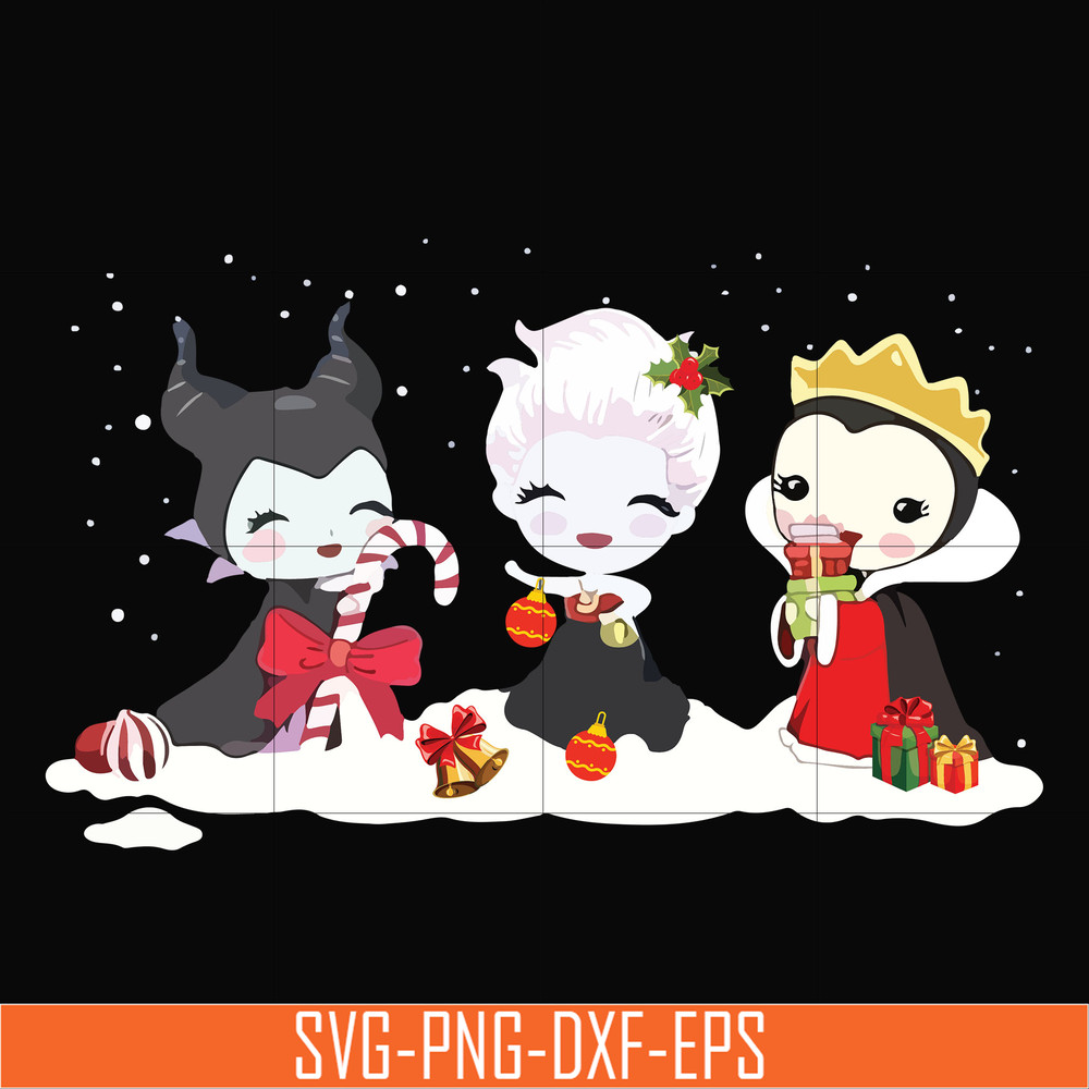 NCRM0105-Chibi Disney Villains Maleficent Ursula Evil Queen Christmas svg, png, dxf, eps digital file NCRM0105.jpg